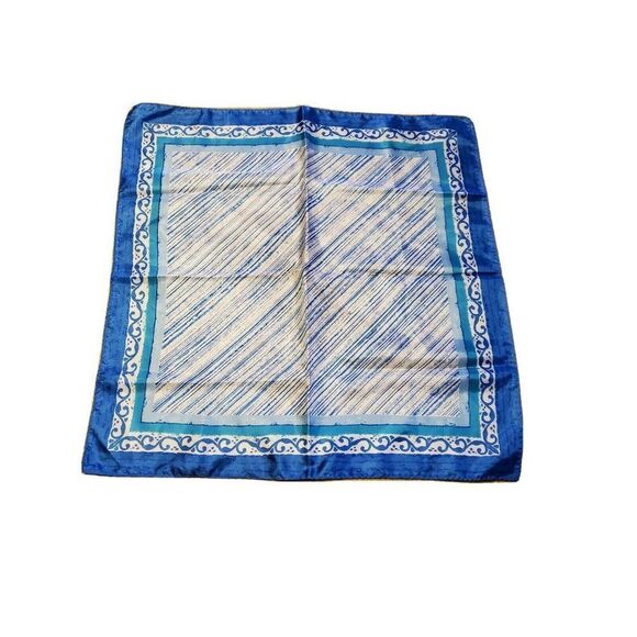 Vintage VERA SCARF Green Blue Square Polyester Summer Ocean Waves Tropical Look - Picture 1 of 5